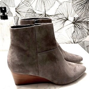 Cole Haan Eneida Wedge Bootie - Stormcloud Suede. Size 8.